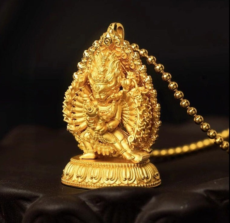 Tibetan Buddhism<Mahavairocana Vajra Buddha>Tibetan traditional ethnic style pendant necklace, trendy fortune-amulet pendant, car decoration
