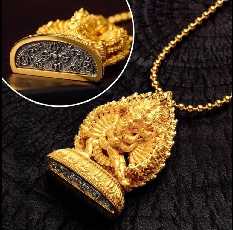 Tibetan Buddhism<Mahavairocana Vajra Buddha>Tibetan traditional ethnic style pendant necklace, trendy fortune-amulet pendant, car decoration
