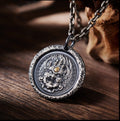 blesinchi Tibetan Mahakala God of Wealth Round Pendant Necklace