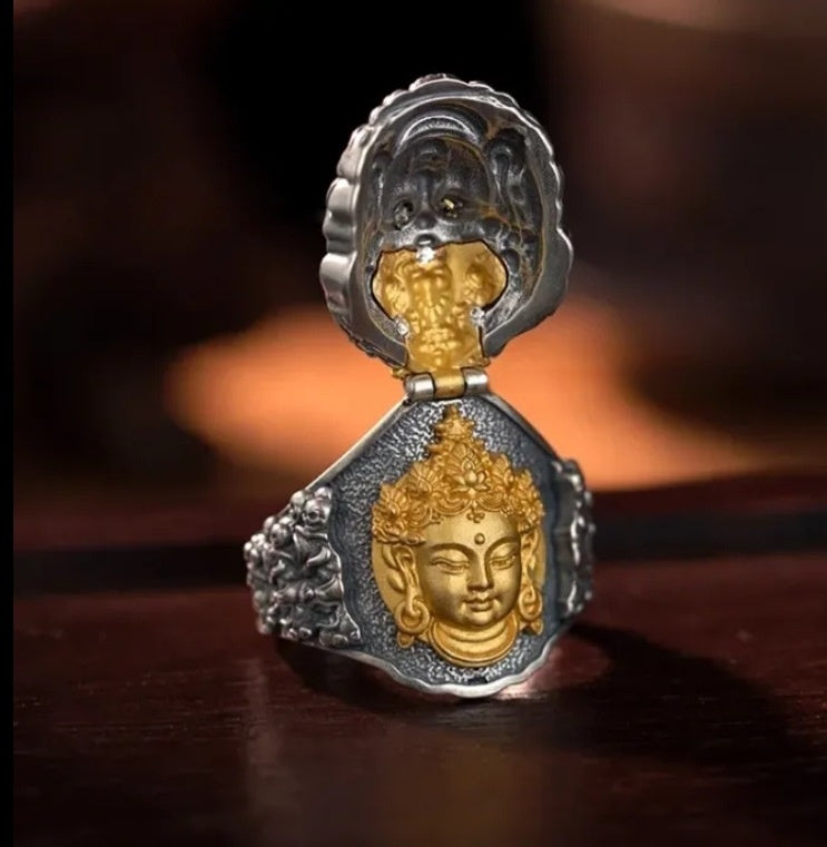 blesinchi Tibetan Openable Yamantaka & Manjushri Brass Ring