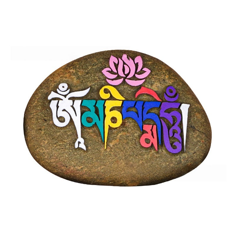 blesinchi Hand-Carved Tibetan Mani Stone with Mantra/Deity (Multiple Designs)