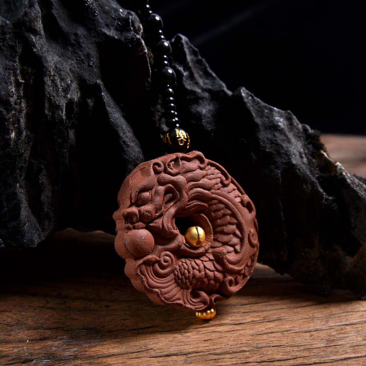 Coiled Dragon-Patterned Incense Plaque Pendant for Stimulating Leadership and Attracting Wealth(XP-PLC5301)