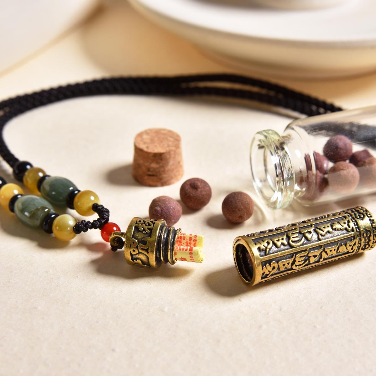 Body - Protecting and Evil - Repelling Hollow - carved Scripture Necklace (with 2 Incense Balls as a Gift)