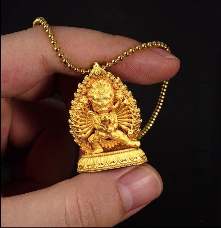 Tibetan Buddhism<Mahavairocana Vajra Buddha>Tibetan traditional ethnic style pendant necklace, trendy fortune-amulet pendant, car decoration