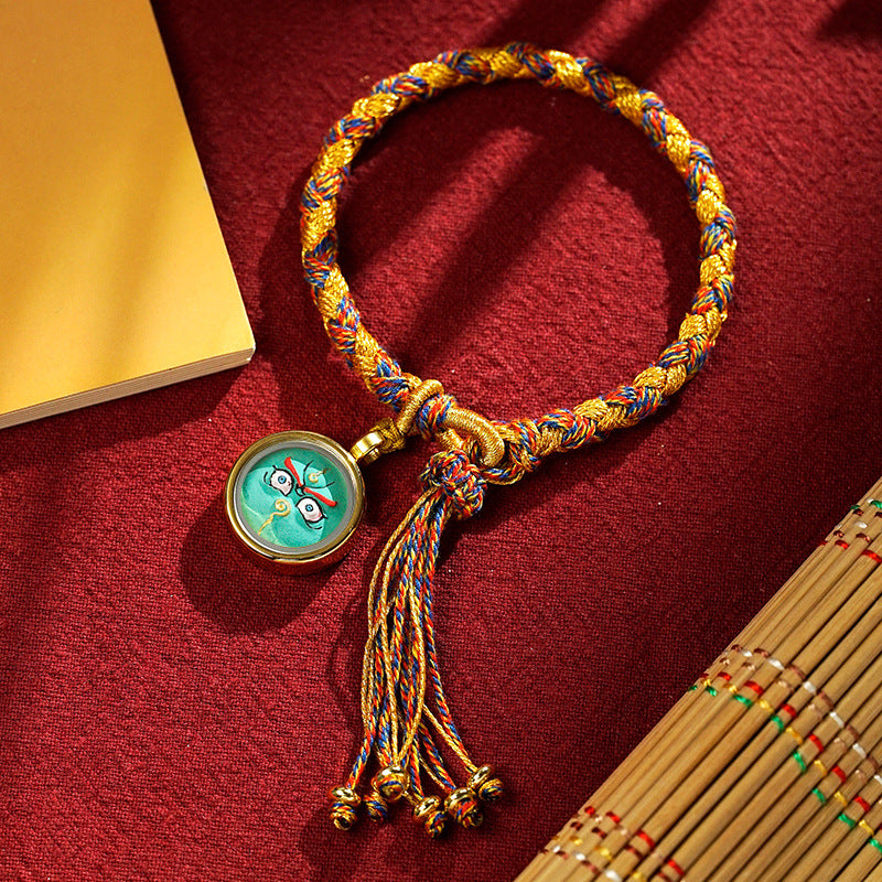 blesinchi Tibetan Hand-Painted Five Wealth Gods Tangka Braided Bracelet