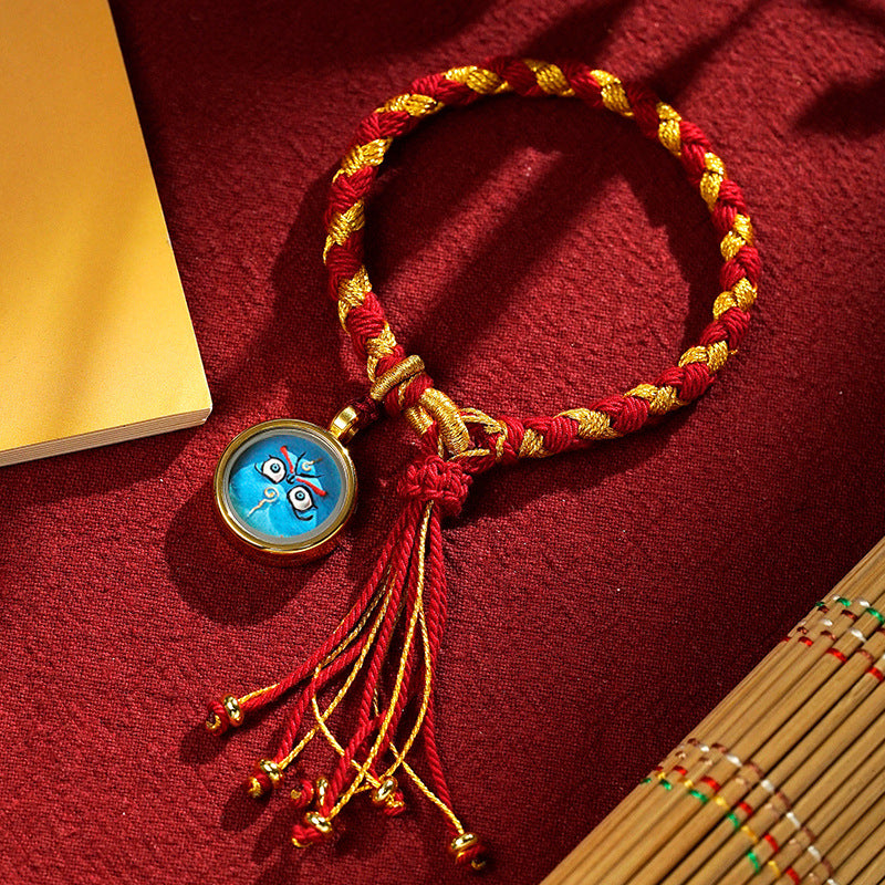 blesinchi Tibetan Hand-Painted Five Wealth Gods Tangka Braided Bracelet