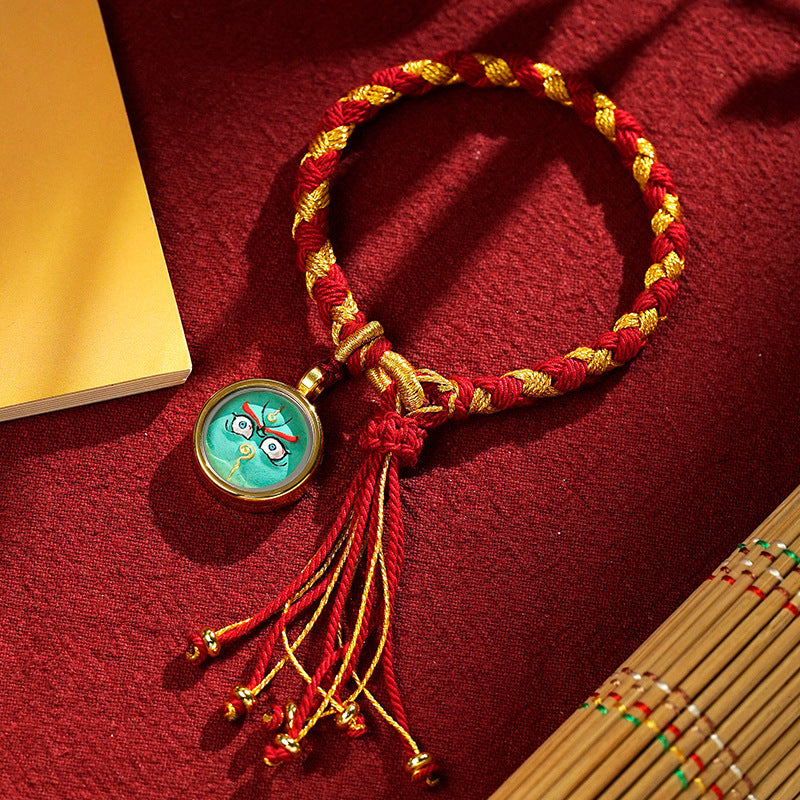 blesinchi Tibetan Hand-Painted Five Wealth Gods Tangka Braided Bracelet