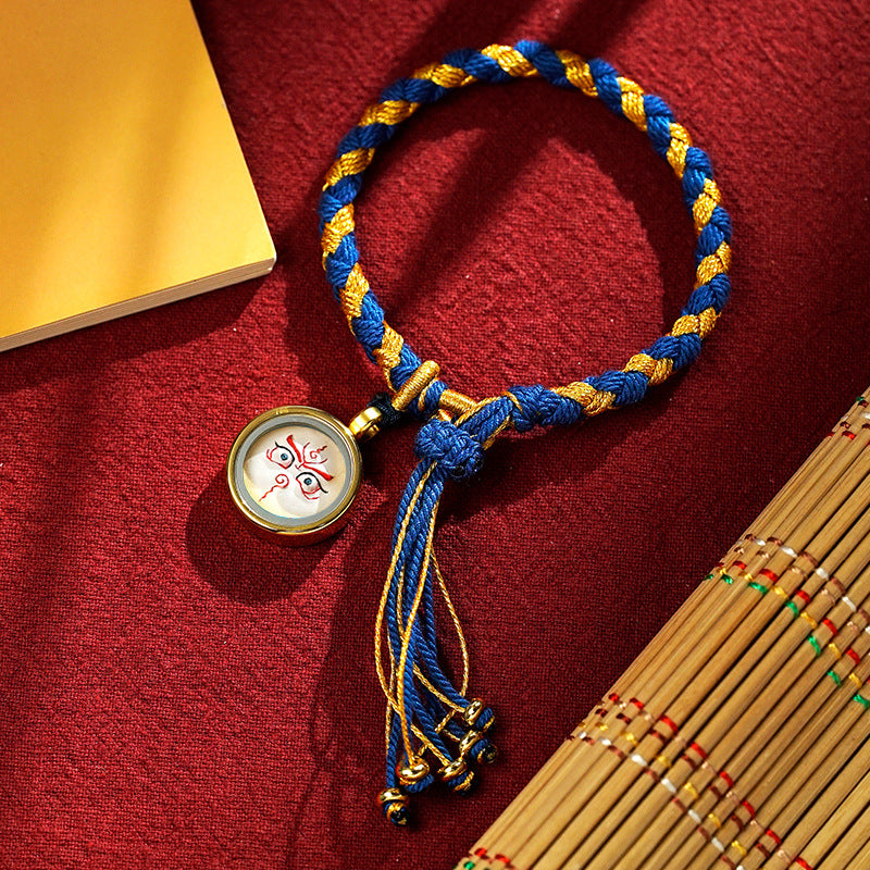 blesinchi Tibetan Hand-Painted Five Wealth Gods Tangka Braided Bracelet