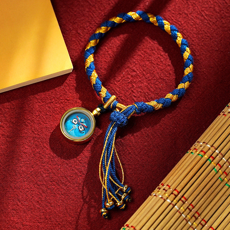 blesinchi Tibetan Hand-Painted Five Wealth Gods Tangka Braided Bracelet