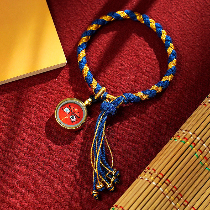 blesinchi Tibetan Hand-Painted Five Wealth Gods Tangka Braided Bracelet