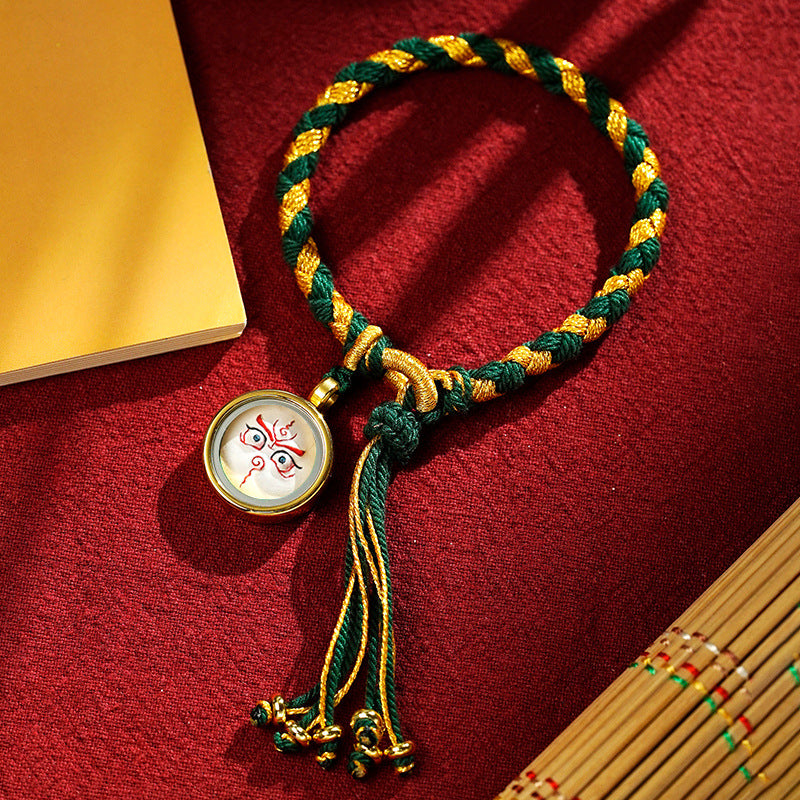 blesinchi Tibetan Hand-Painted Five Wealth Gods Tangka Braided Bracelet