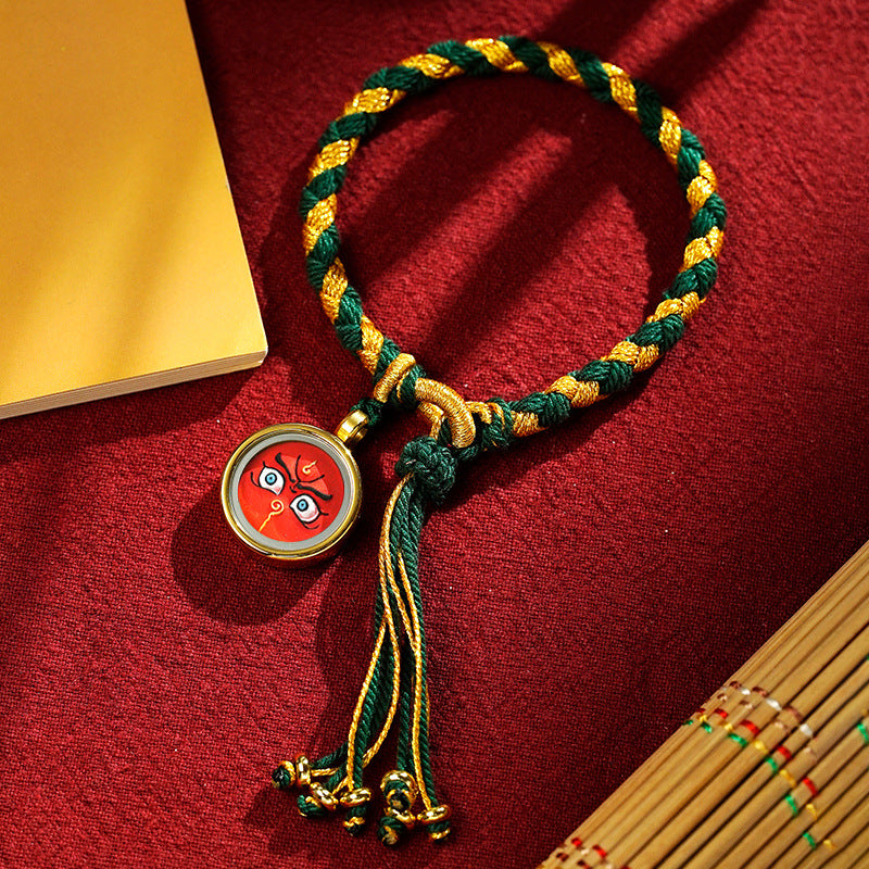 blesinchi Tibetan Hand-Painted Five Wealth Gods Tangka Braided Bracelet