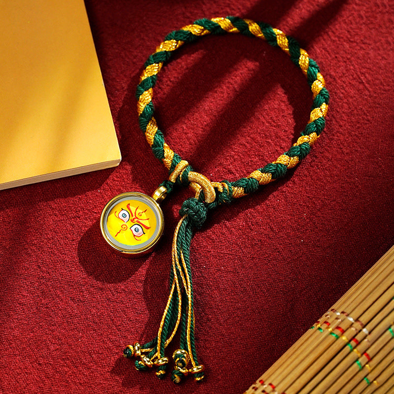 blesinchi Tibetan Hand-Painted Five Wealth Gods Tangka Braided Bracelet