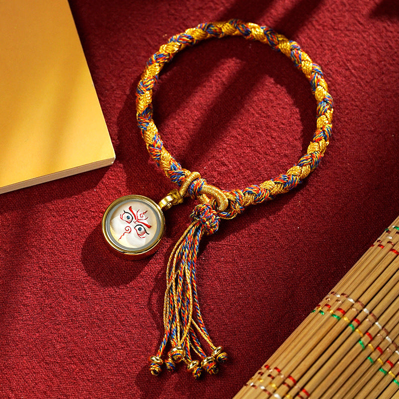 blesinchi Tibetan Hand-Painted Five Wealth Gods Tangka Braided Bracelet