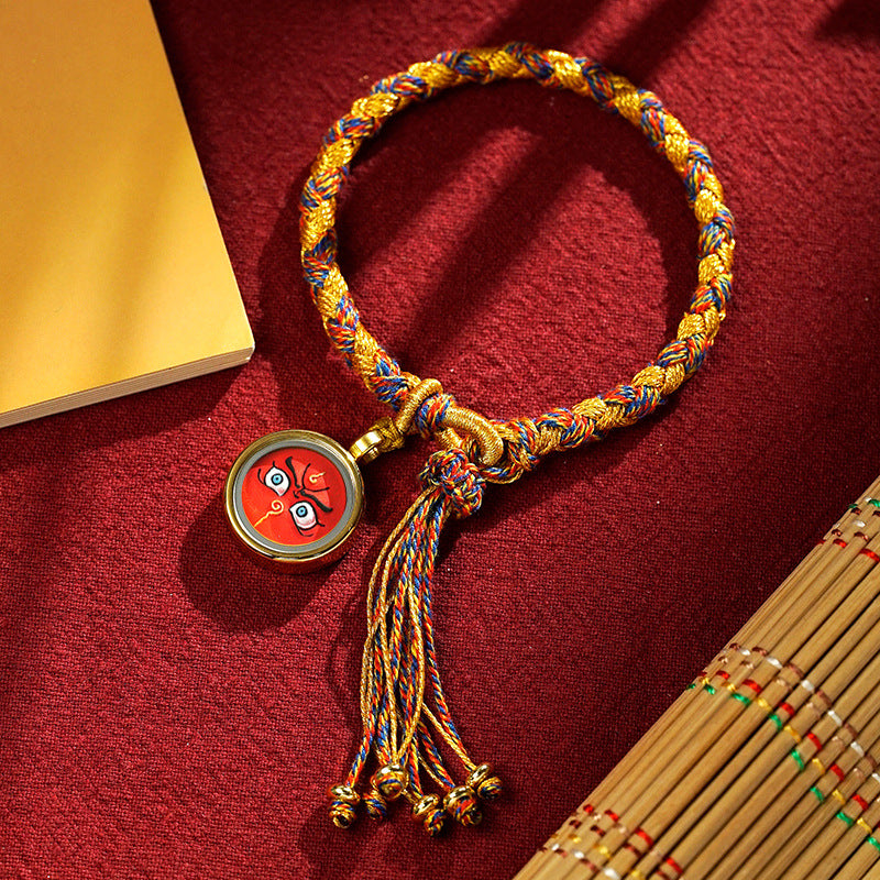 blesinchi Tibetan Hand-Painted Five Wealth Gods Tangka Braided Bracelet