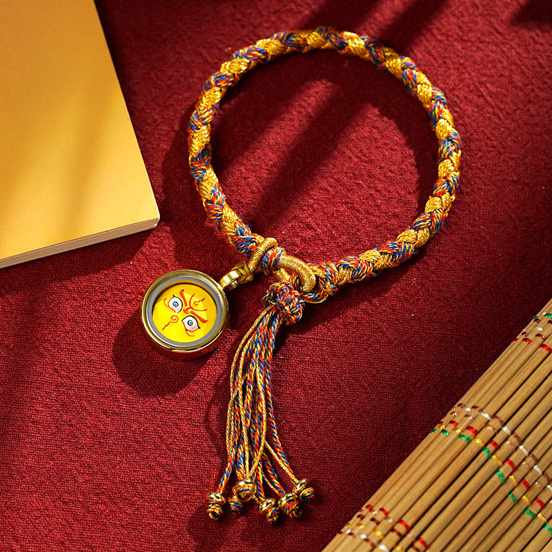 blesinchi Tibetan Hand-Painted Five Wealth Gods Tangka Braided Bracelet